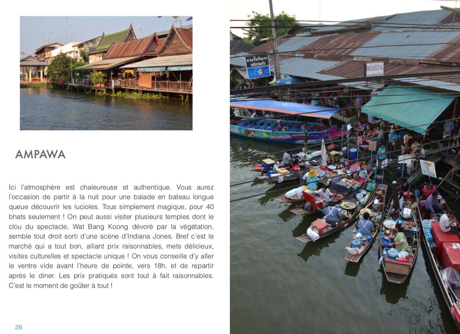 Marché flottant d'Ampawa en Thaïlande, bateaux et parasols
